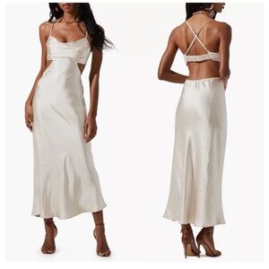 NWT Size XS ASTR The Label Colette Satin Cutout Midi